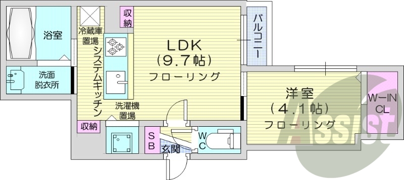 1LDK、都市ガス、ペット相談、エアコン、エレベーター