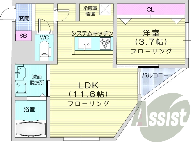 1LDK、都市ガス、ペット相談、エアコン、エレベーター