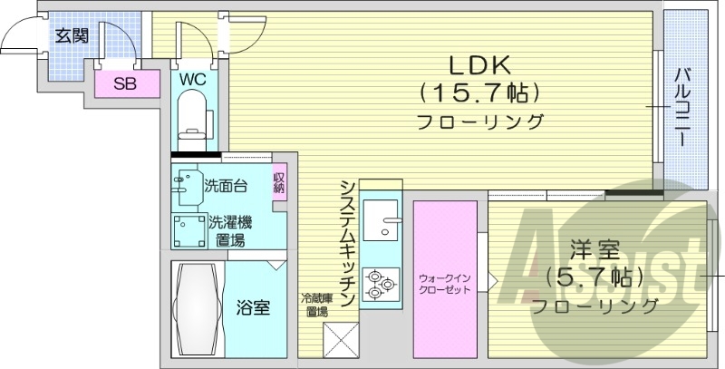 1LDK、都市ガス、ペット相談、追い焚き、エアコン