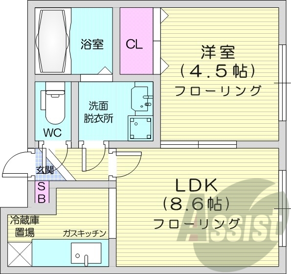 1LDK、ネット無料、独立洗面台、灯油暖房