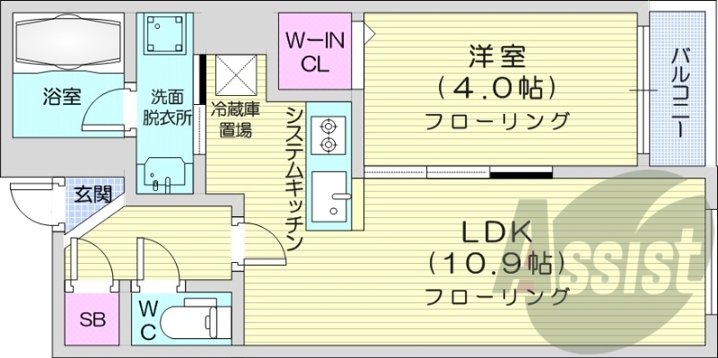 1LDK、エアコン、システムキッチン、灯油暖房