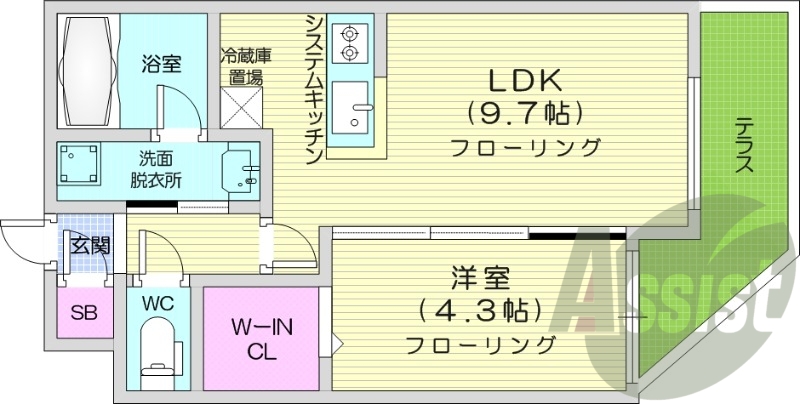 1LDK、エアコン、システムキッチン、灯油暖房