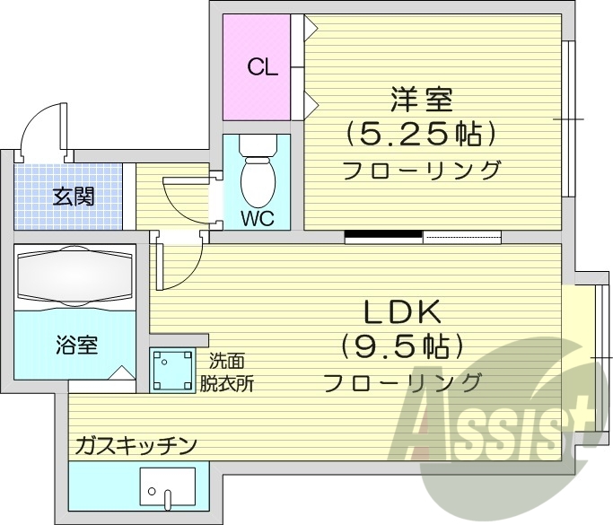 1LDK、ネット無料、灯油暖房、トイレ風呂別