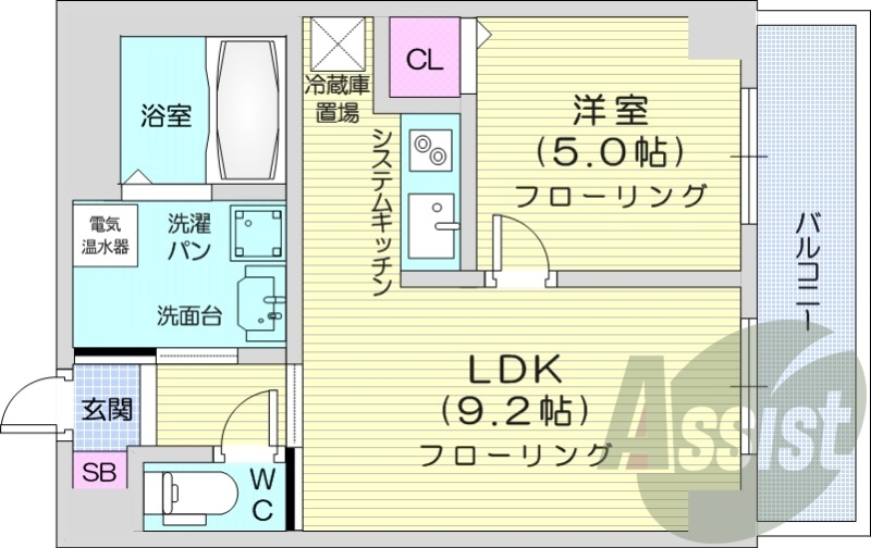 1LDK、オール電化、オートロック、防犯カメラ