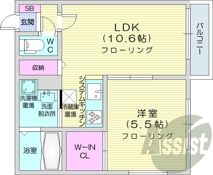 1LDK、灯油FF暖房、浴室乾燥機、オートロック