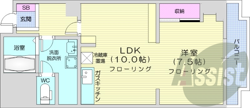 1LDK、ウォシュレット、都市ガス、電気給湯器