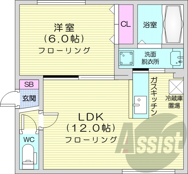 1LDK、浴室乾燥機、都市ガス、ウォークインクローゼット