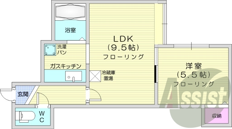 1LDK、エアコン、灯油暖房、TVモニターホン