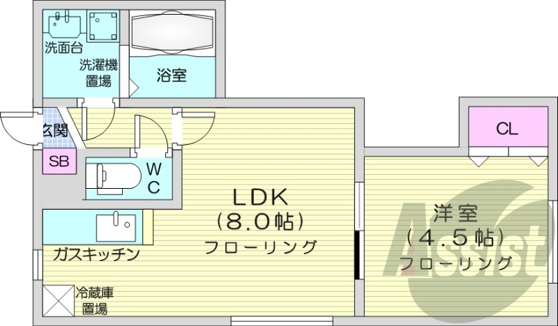 1LDK、ネット使用料、バス・トイレ別
