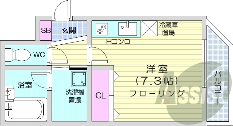 1R、収納、バストイレ別、洗面脱衣所、オール電化