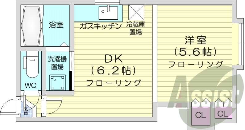 1DK、灯油暖房、ガスキッチン、ネット無料