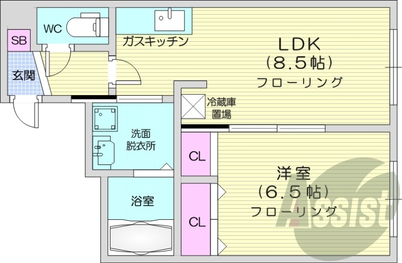 1LDK、ネット無料、独立洗面台、シャワートイレ