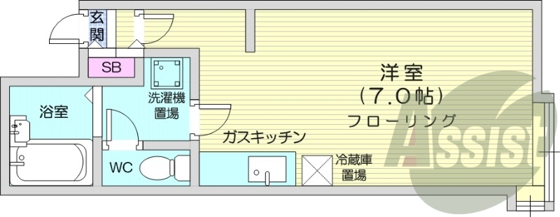 1R、灯油暖房、洗面台、ガスキッチン、ネット無料