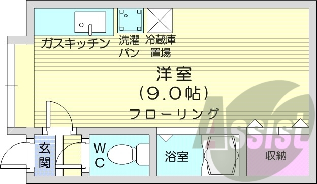 1DK、モニター付きインターホン、灯油暖房
