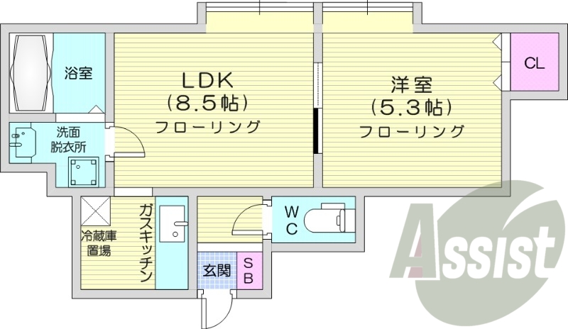 1LDK、浴室乾燥機、エアコン、灯油暖房