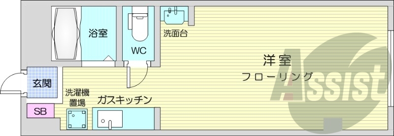１K、エアコン、オートロック、ガス暖房、ネット使用料不要