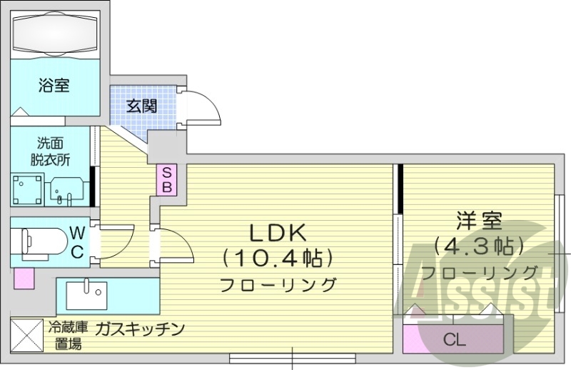 1LDK、オートロック、エアコン、モニターホン