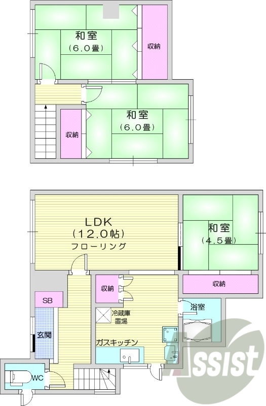 3LDK、戸建て、独立洗面台、
