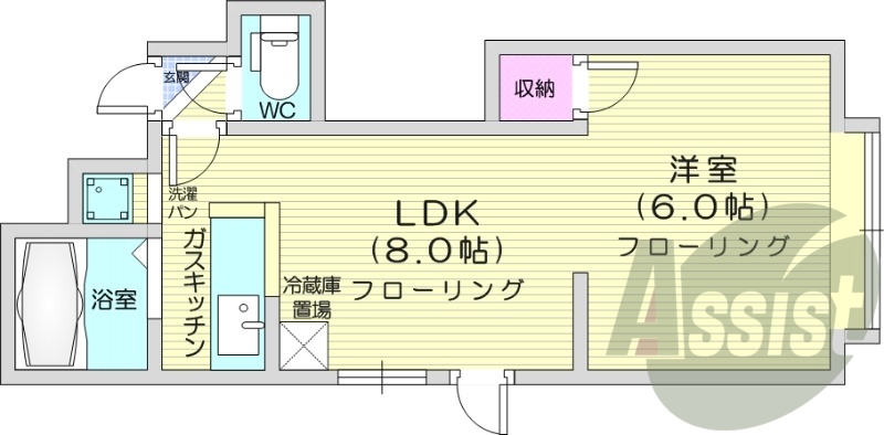 1LDK、ネット無料、角部屋、灯油暖房、モニターホン