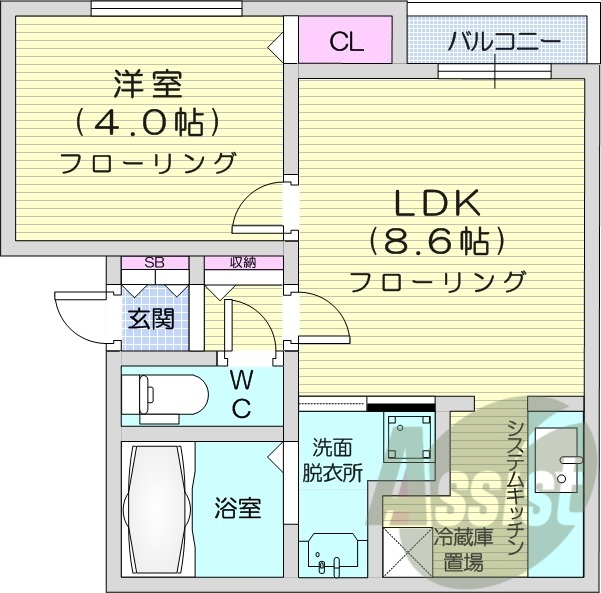 1LDK、エアコン、灯油暖房、ネット無料