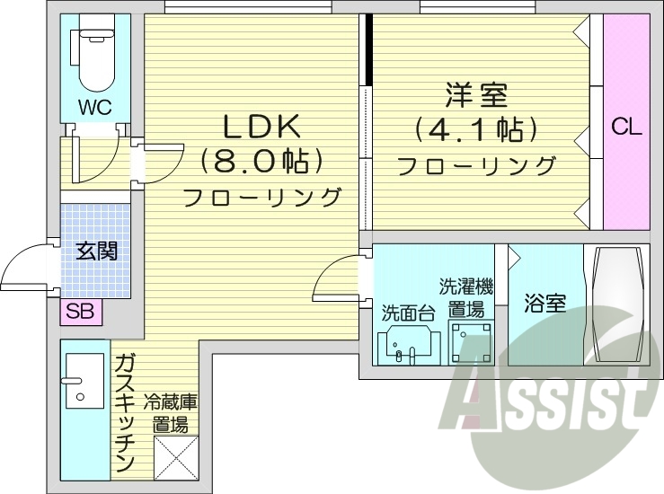 1LDK、オートロック、ネット使用料不要、独立キッチン