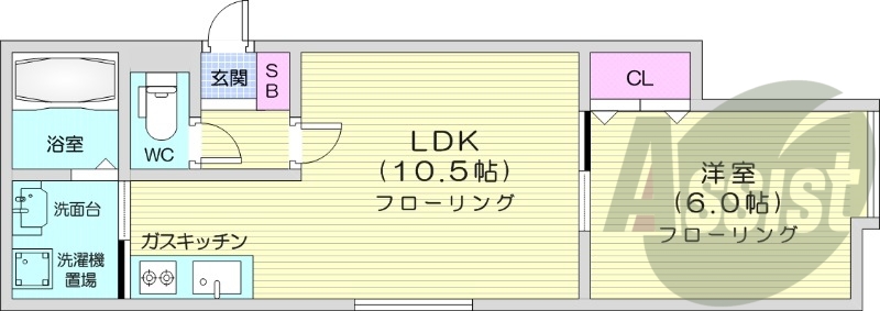 1LDK、灯油暖房、トランクルーム、角部屋