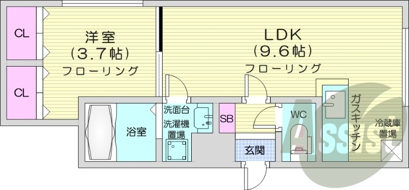 1LDK、ユニットバス、エアコン、灯油暖房、インターホン