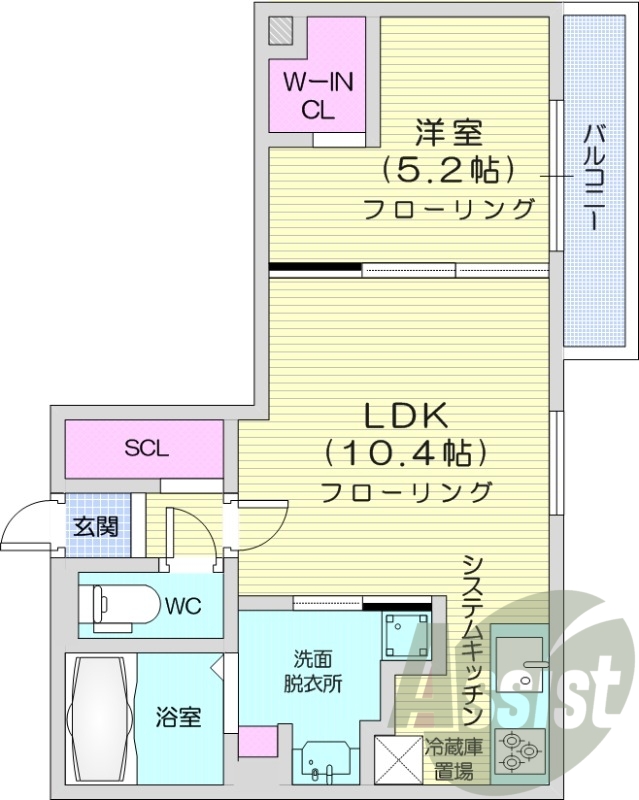 1LDK、都市ガス、エアコン、浴室乾燥機