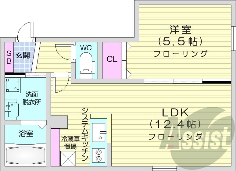1LDK、都市ガス、エアコン、ネット無料、独立洗面台