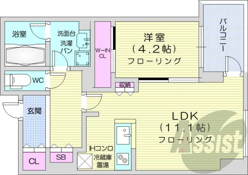1LDK、都市ガス、浴室乾燥、追い焚き、エアコン