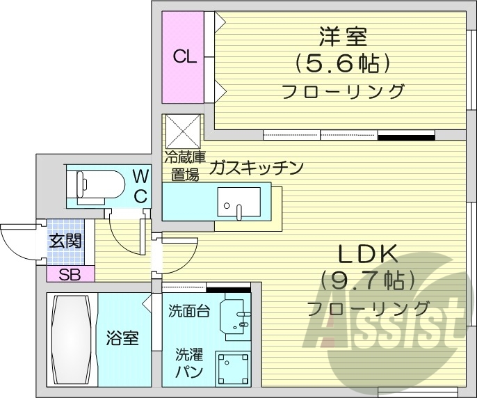 1LDK、シャワートイレ、エレベーター、浴室乾燥機