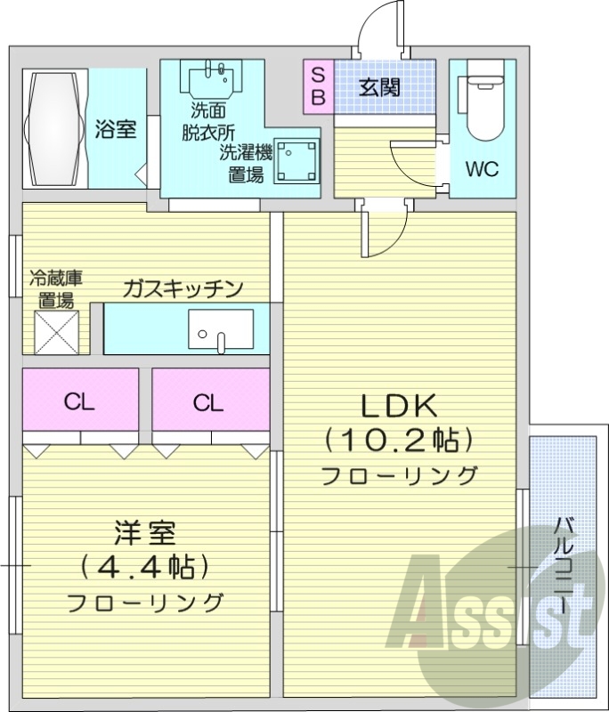 1LDK、オートロック、独立洗面台、バストイレ別、灯油暖房