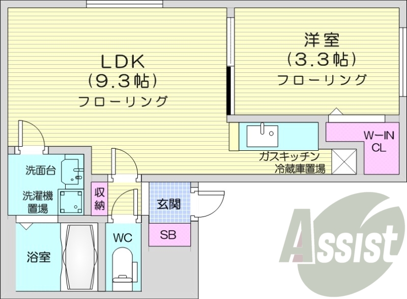 1LDK、独立洗面台、シャワートイレ、灯油暖房、バストイレ別
