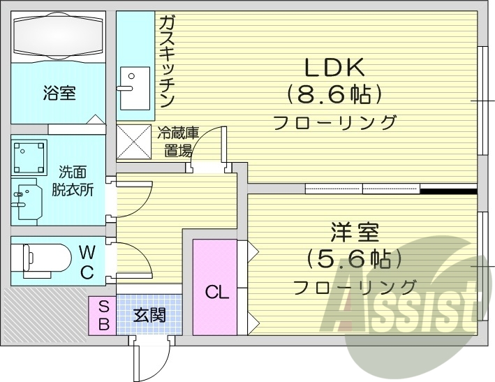 1LDK、インターネット無料、