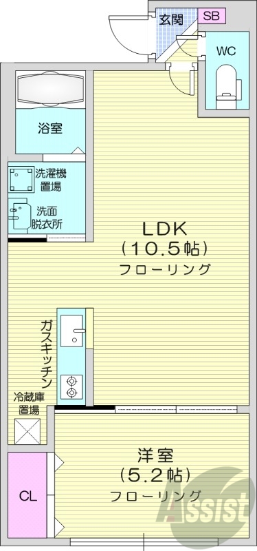 1LDK、ネット無料、角部屋、オートロック