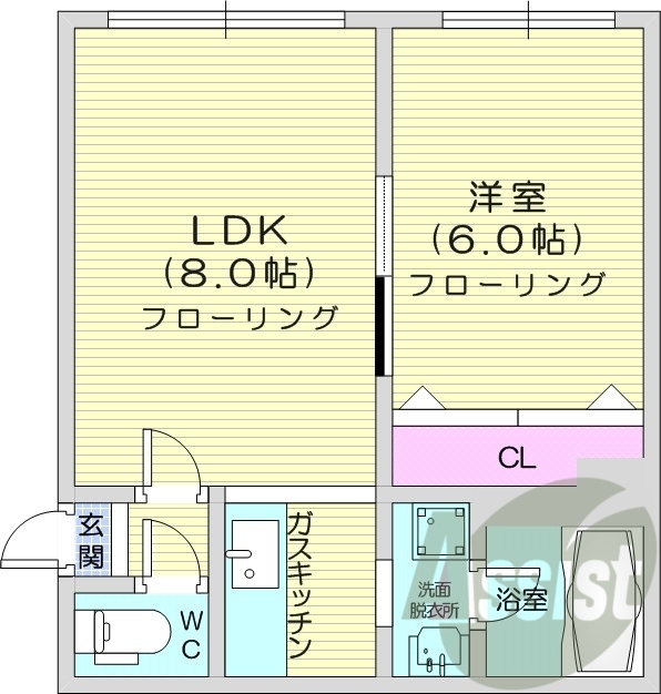1LDK、トランクルーム、灯油暖房、独立洗面台