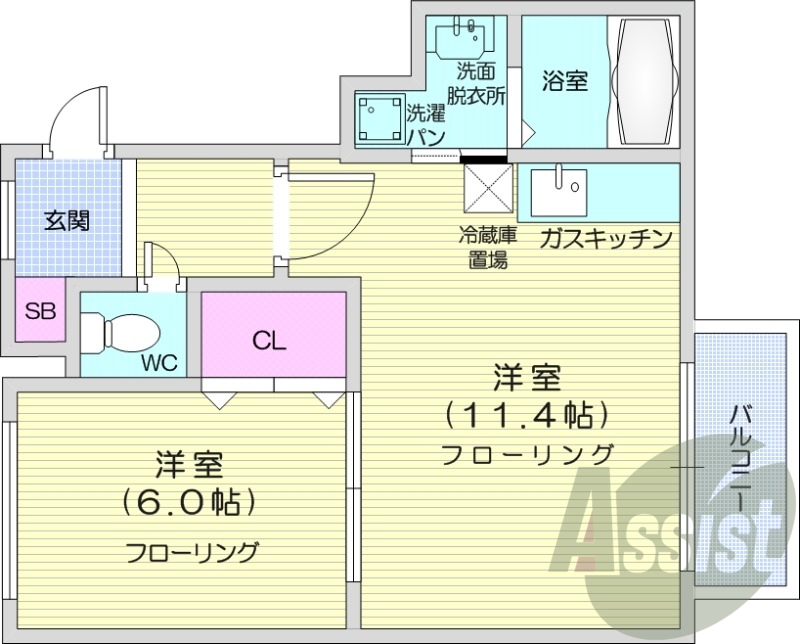 1LDK、クローゼット、シャンプードレッサー