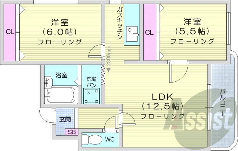 2LDK、オートロック、光ファイバー対応