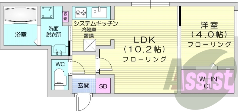 1LDK、都市ガス、エアコン、追い焚き、浴室乾燥機