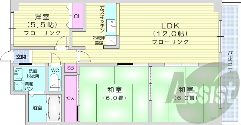 3LDK、灯油暖房、カウンターキッチン、エレベーター