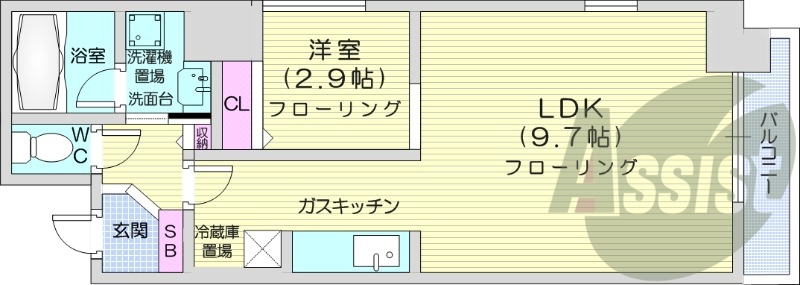 1LDK、エアコン、灯油暖房、オートロック