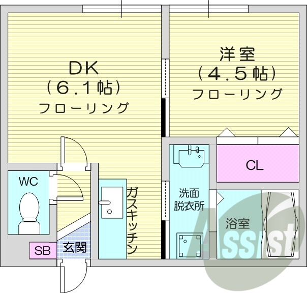 1LDK、ロードヒーティング、独立洗面台