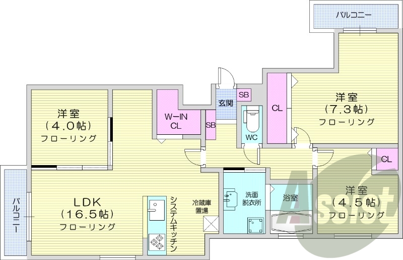 3LDK、エアコン、浴室乾燥機、1坪バス、灯油暖房