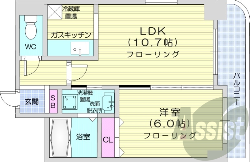 1LDK、エレベーター、オートロック、ロードヒーティング