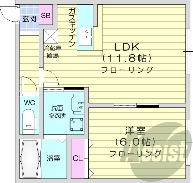 1LDK、ペット可、灯油暖房、エアコン、収納