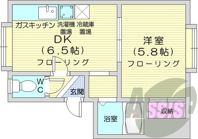 1DK、収納、インターネット無料、灯油暖房、ＴＶモニターホン