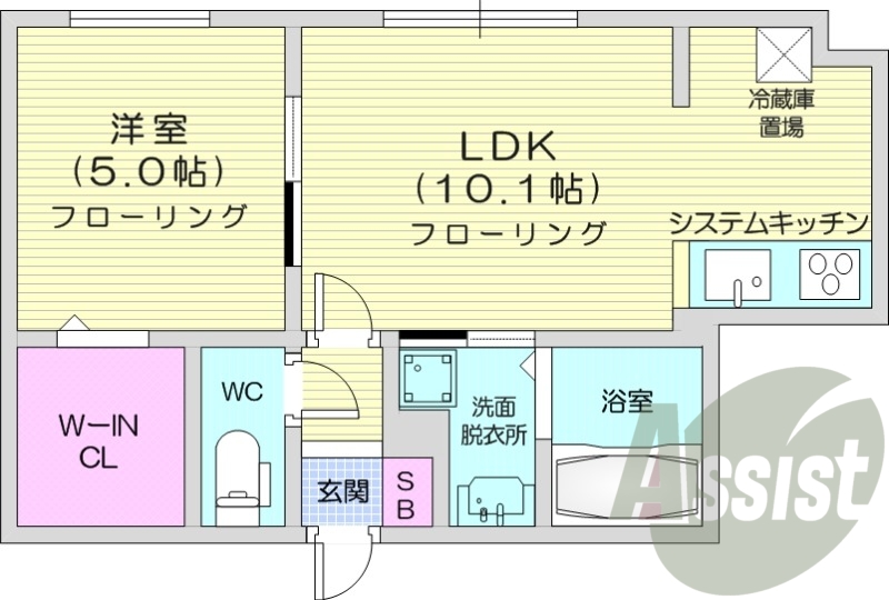 1LDK、都市ガス、エアコン、追い焚き