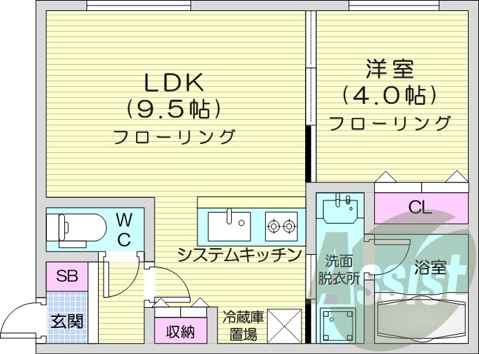 1LDK、都市ガス、エアコン、追い焚き、浴室乾燥機