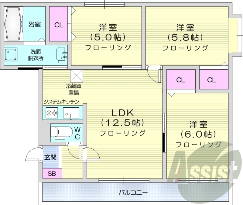 3LDK、灯油暖房、ロードヒーティング、システムキッチン