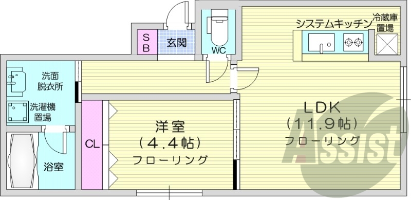 1LDK、角部屋、エアコン、追い炊き、ネット使用料無料